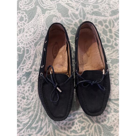 Tod's Leather Driving Moccasins Bow Slip On Loafers Size 38 US 7 - Picture 1 of 6